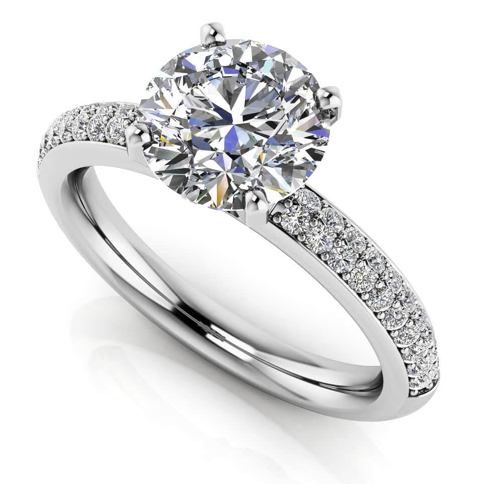 Dazzling Two Row Diamond Engagement Ring Lab-Grown Diamond  with 2.32 ct. (2.00 ct. center diamond)