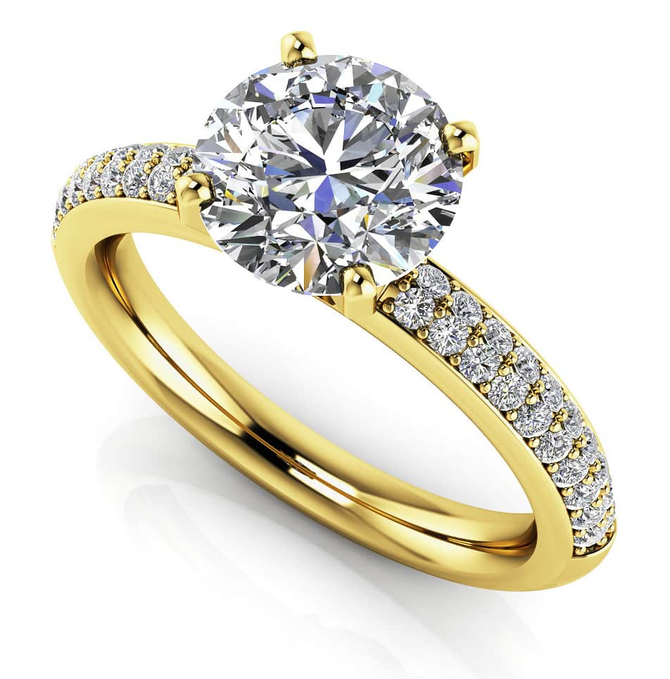 Dazzling Two Row Diamond Engagement Ring Lab-Grown Diamond  with 2.32 ct. (2.00 ct. center diamond)