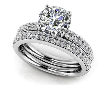 Dazzling Four Row Diamond Engagement Ring Set Lab-Grown Diamond  with 1.70 ct. (1.00 ct. center diamond)