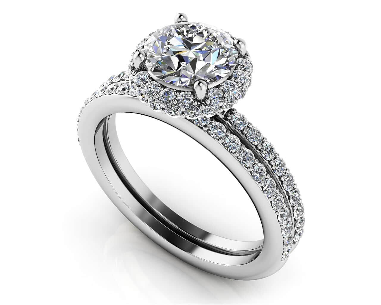 Enchanting Halo Diamond Engagement Set Lab-Grown Diamond  with 1.45 ct. (0.75 ct. center diamond)