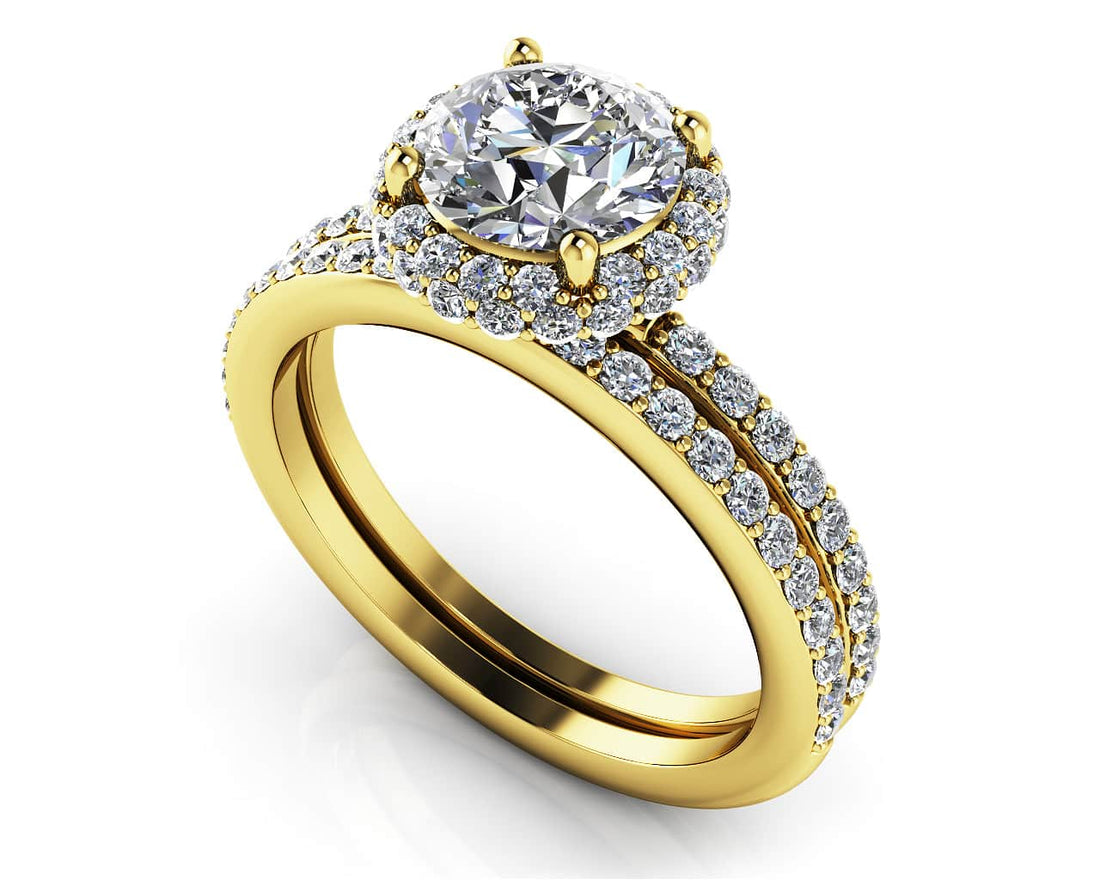 Enchanting Halo Diamond Engagement Set Lab-Grown Diamond  with 2.77 ct. (2.00 ct. center diamond)