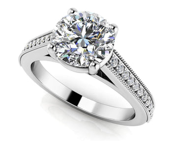 Milgrain Detailed Diamond Engagement Ring Lab-Grown Diamond  with 2.15 ct. (2.00 ct. center diamond)