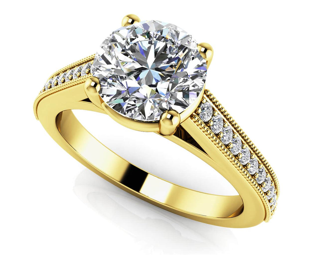 Milgrain Detailed Diamond Engagement Ring Diamond  with 2.15 ct. (2.00 ct. center diamond)