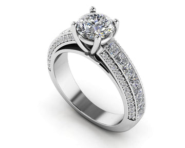 Round And Princess Cut Shank Engagement Ring Lab-Grown Diamond  with 3.25 ct. (2.00 ct. center diamond)