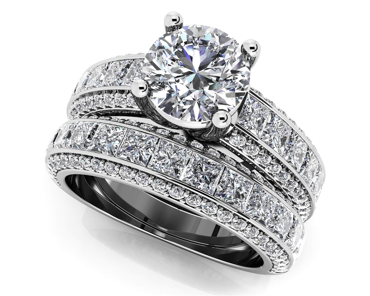 Diamond Deluxe Matching Wedding Set Lab-Grown Diamond  with 4.10 ct. (1.50 ct. center diamond)