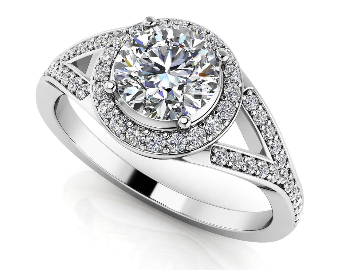 Brilliant Round Halo Engagement Ring Lab-Grown Diamond  with 2.33 ct. (2.00 ct. center diamond)