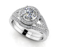 Brilliant Round Halo Bridal Set Lab-Grown Diamond  with 0.90 ct. (0.50 ct. center diamond)