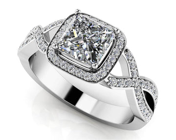 Woven Band Princess Diamond Engagement Ring Lab-Grown Diamond  with 2.35 ct. (2.00 ct. center diamond)