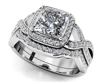 Woven Band Princess Diamond Bridal Set Lab-Grown Diamond  with 0.95 ct. (0.50 ct. center diamond)