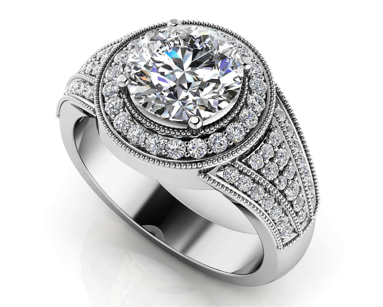 Cascading Diamond Engagement Ring Lab-Grown Diamond  with 1.58 ct. (0.75 ct. center diamond)