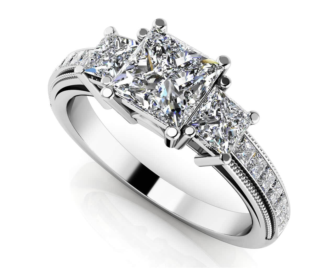 Dazzling Princess Diamond Engagement Ring Lab-Grown Diamond  with 1.88 ct. (1.00 ct. center diamond)