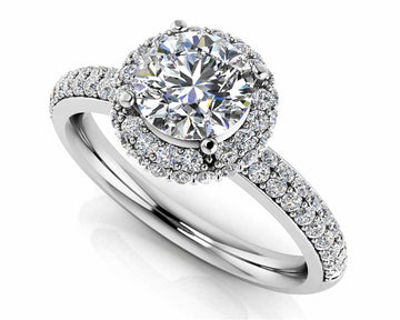 Double Row Diamond Halo Engagement Ring Diamond  with 2.68 ct. (2.00 ct. center diamond)