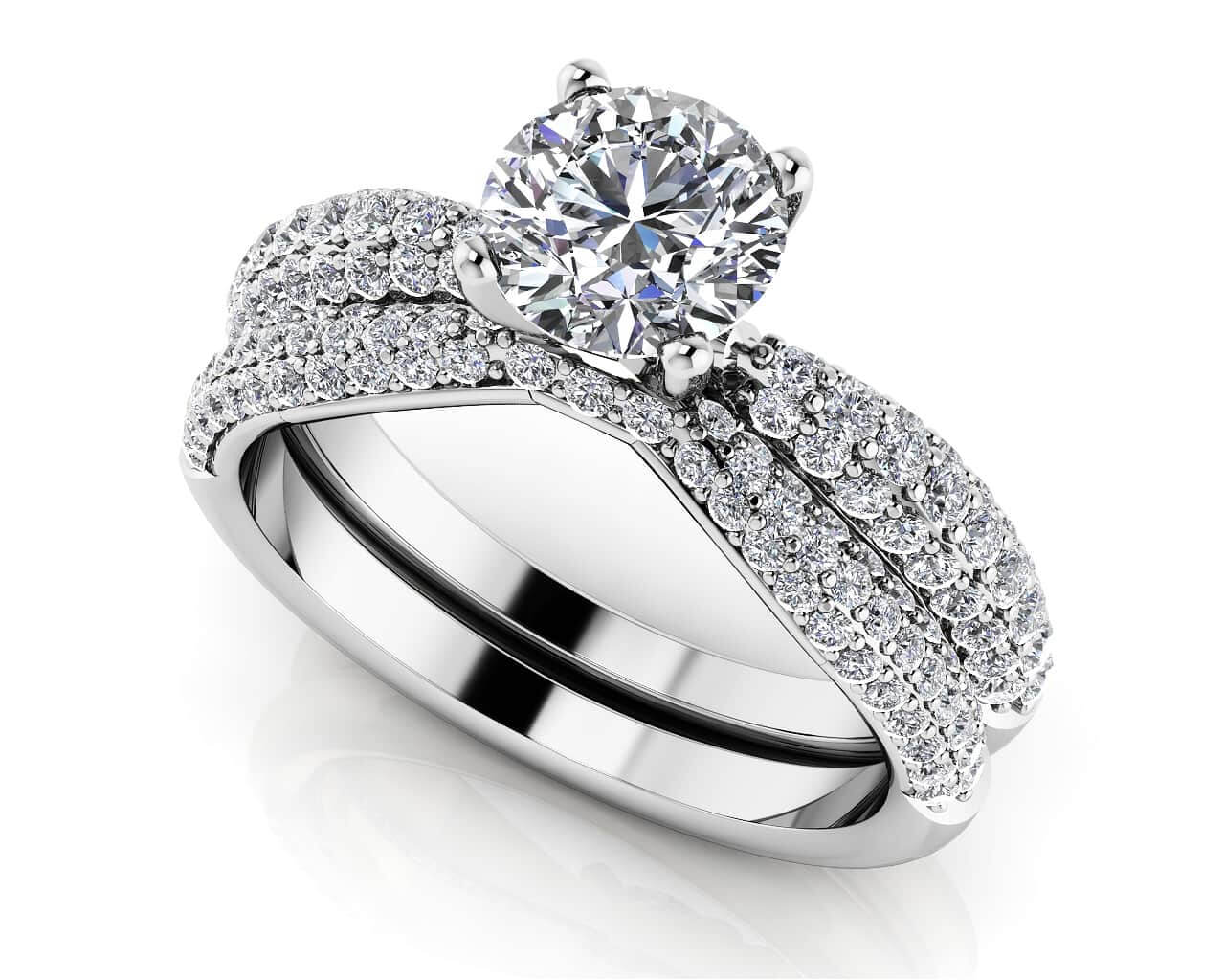 Brilliant Diamond Bridal Ring Set Lab-Grown Diamond  with 2.08 ct. (1.25 ct. center diamond)