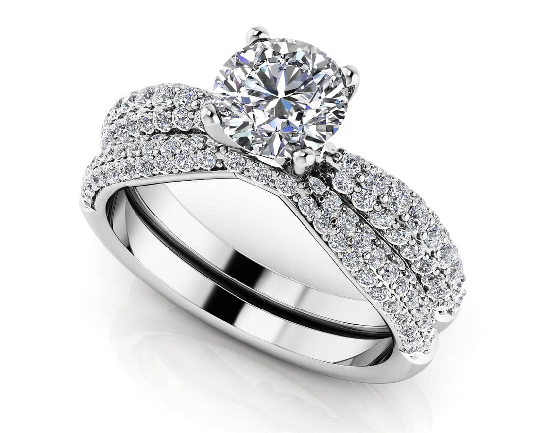 Brilliant Diamond Bridal Ring Set Lab-Grown Diamond  with 2.08 ct. (1.25 ct. center diamond)