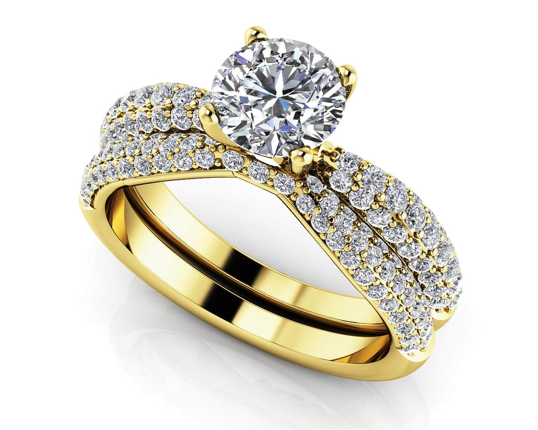 Brilliant Diamond Bridal Ring Set Lab-Grown Diamond  with 1.33 ct. (0.50 ct. center diamond)