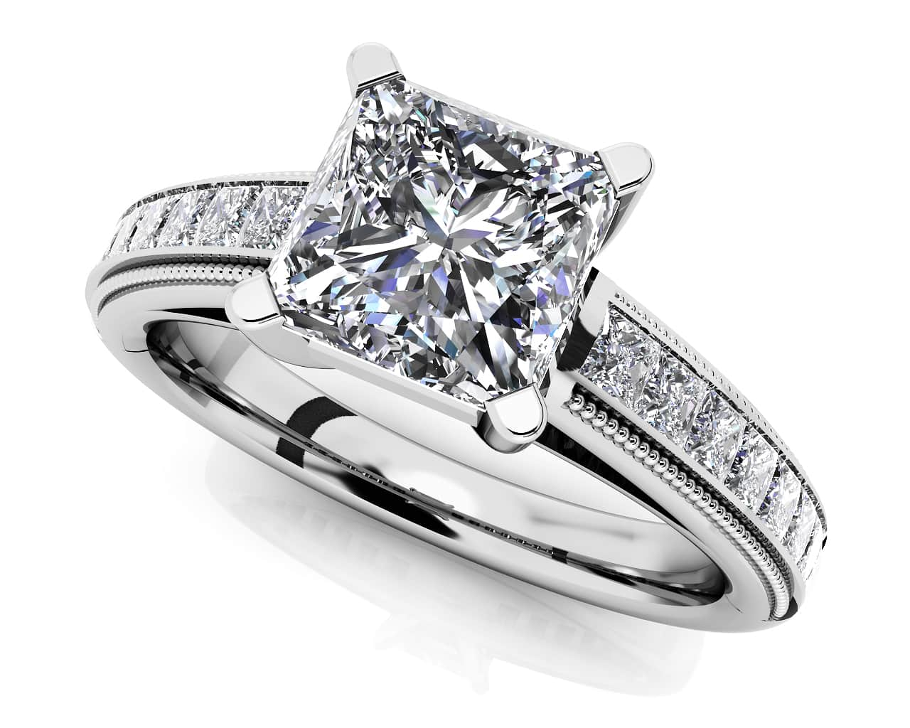 Princess Bride Engagement Ring Lab-Grown Diamond  with 1.92 ct. (1.50 ct. center diamond)