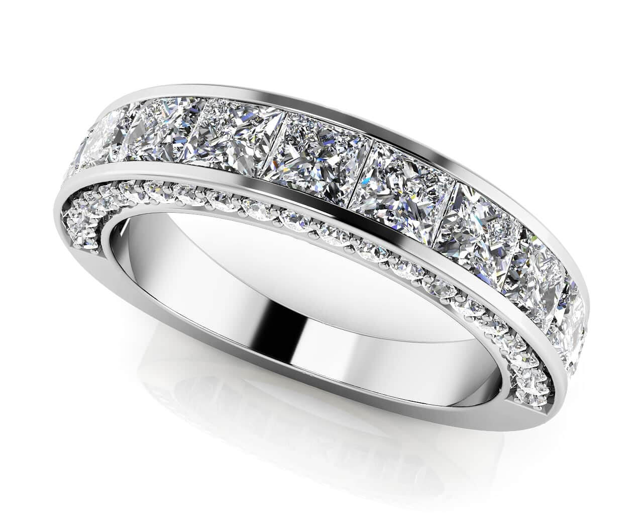 Glamorous Princess And Round Anniversary Ring Lab-Grown Diamond  with 2.02 ct.(finished) 1.2mm, 3mm