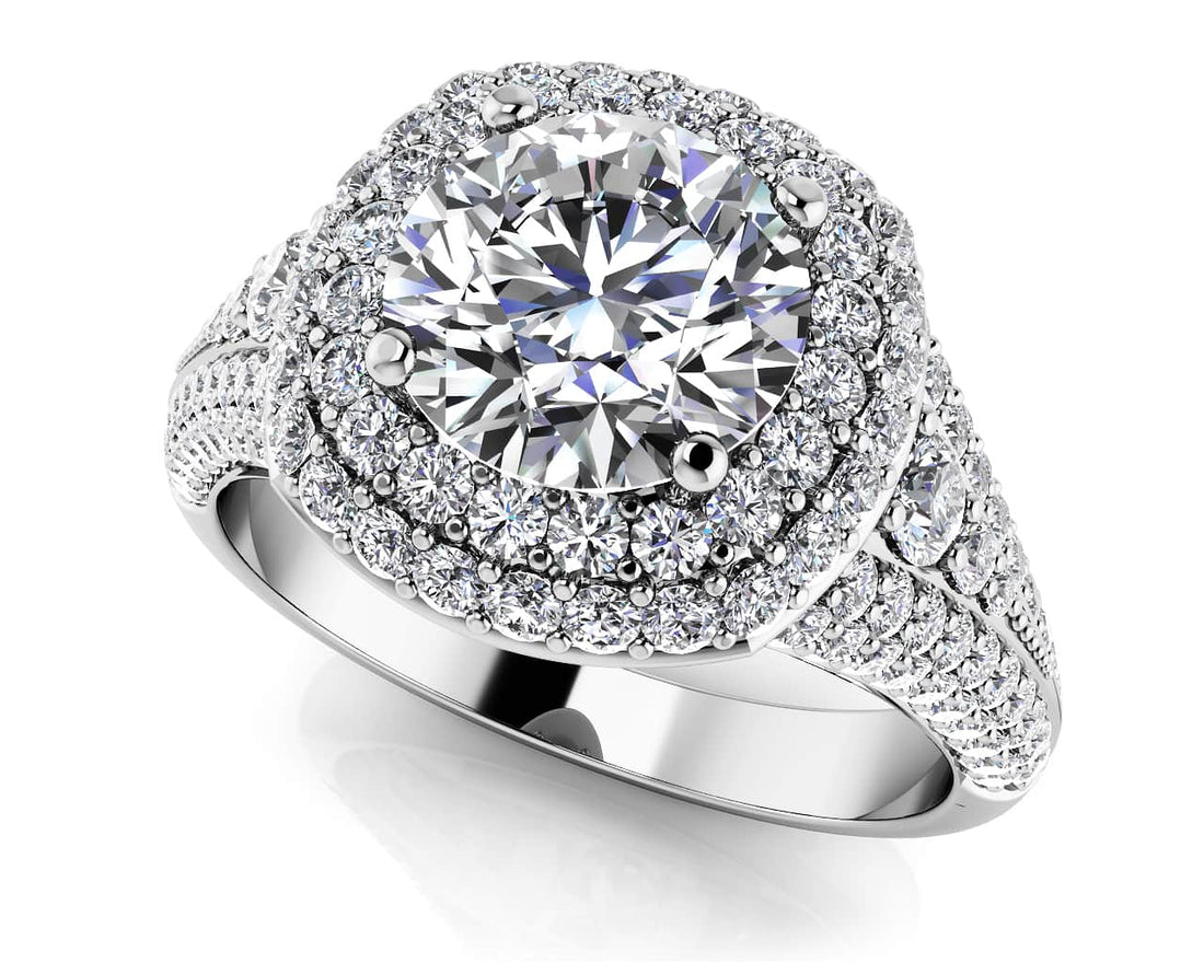 Deluxe Double Halo Diamond Engagement Ring Lab-Grown Diamond  with 2.24 ct. (1.25 ct. center diamond)