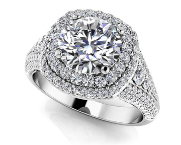 Deluxe Double Halo Diamond Engagement Ring Lab-Grown Diamond  with 1.66 ct. (0.75 ct. center diamond)