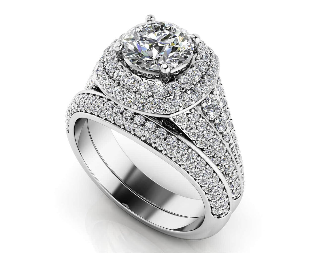 Deluxe Double Halo Diamond Bridal Set Lab-Grown Diamond  with 3.36 ct. (2.00 ct. center diamond)