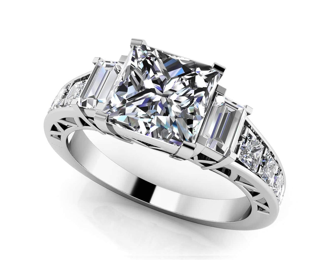 Princess And Baguette Diamond Engagement Ring Lab-Grown Diamond  with 2.00 ct. (1.25 ct. center diamond)