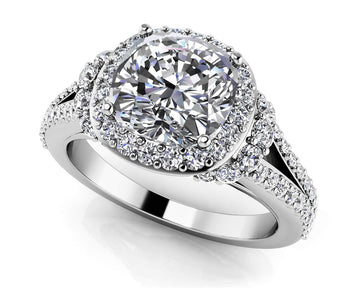 Split Shank Cushion Cut Engagement Ring Lab-Grown Diamond  with 1.90 ct. (1.25 ct. center diamond)