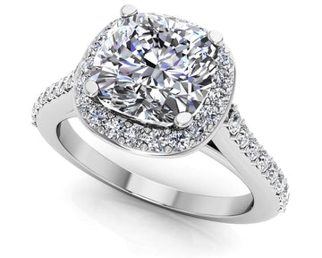 Classic Love Cushion Cut Engagement Ring Lab-Grown Diamond  with 1.71 ct. (1.25 ct. center diamond)