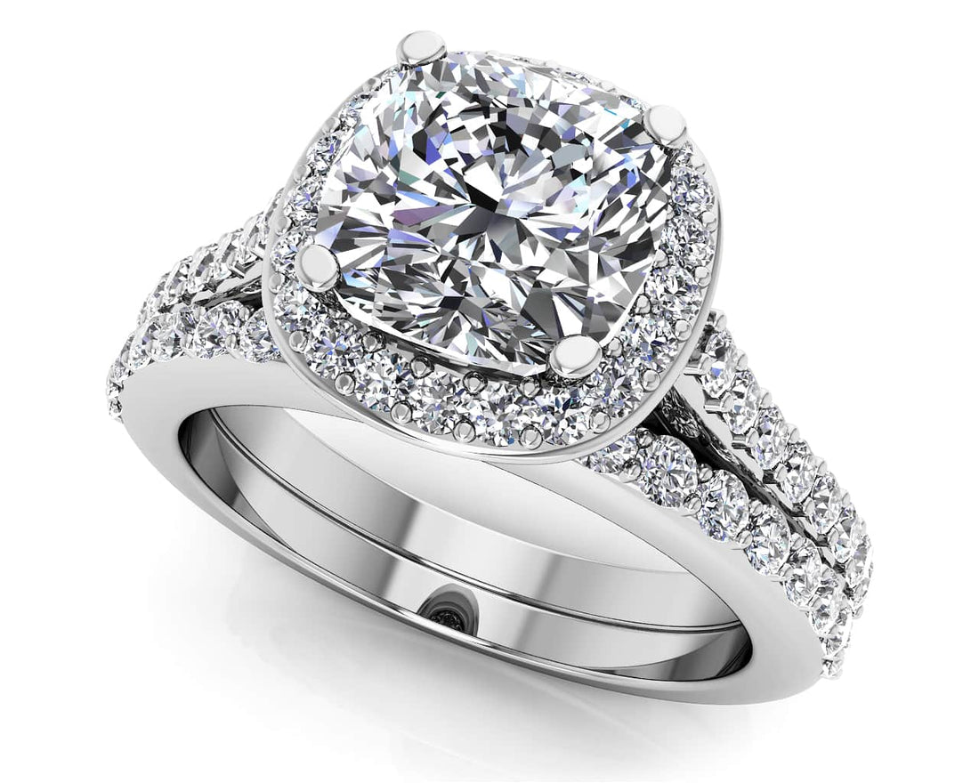 Classic Love Cushion Frame Bridal Set Lab-Grown Diamond  with 2.00 ct. (1.25 ct. center diamond)