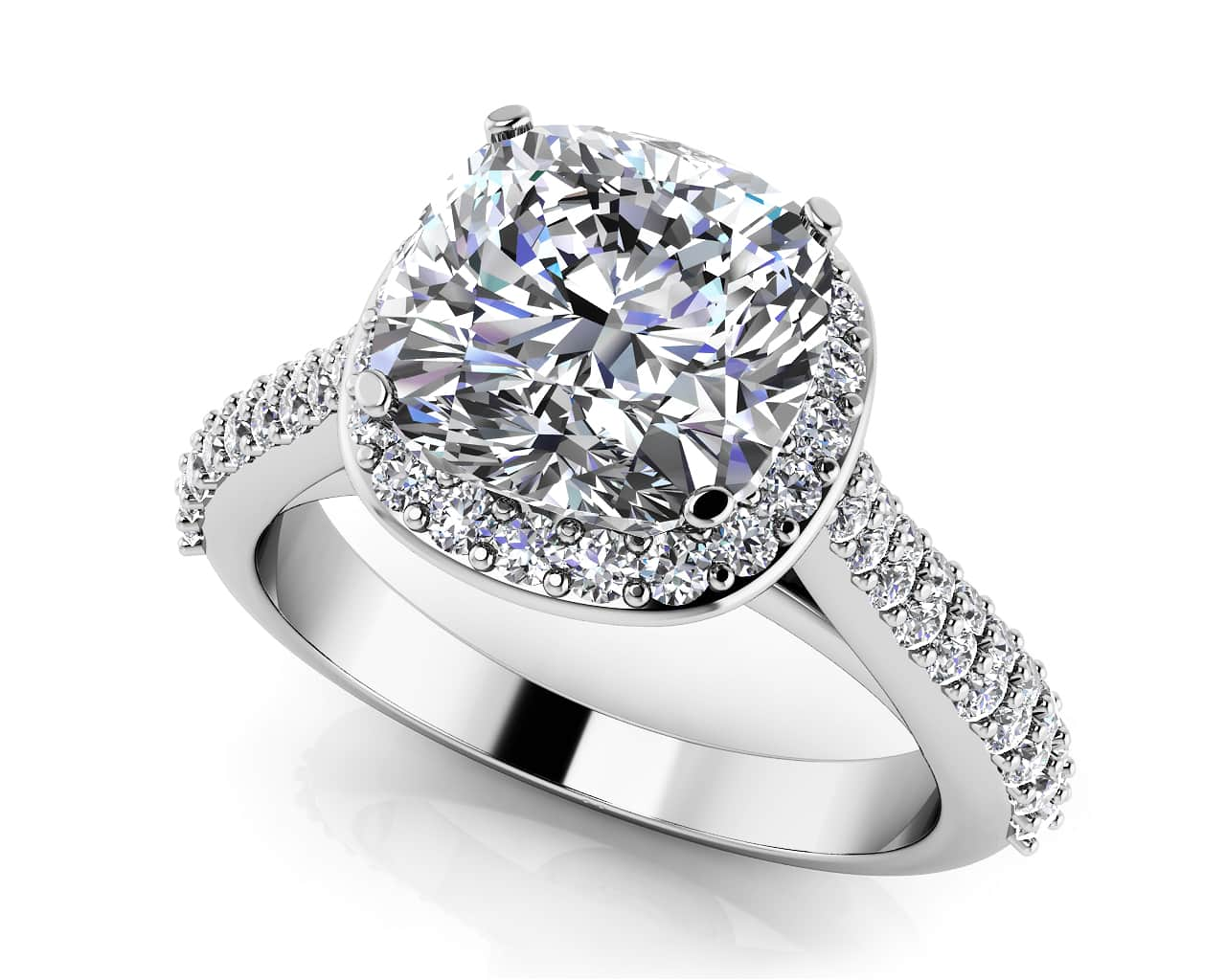 Love Story Cushion Cut Engagement Ring Lab-Grown Diamond  with 1.86 ct. (1.25 ct. center diamond)