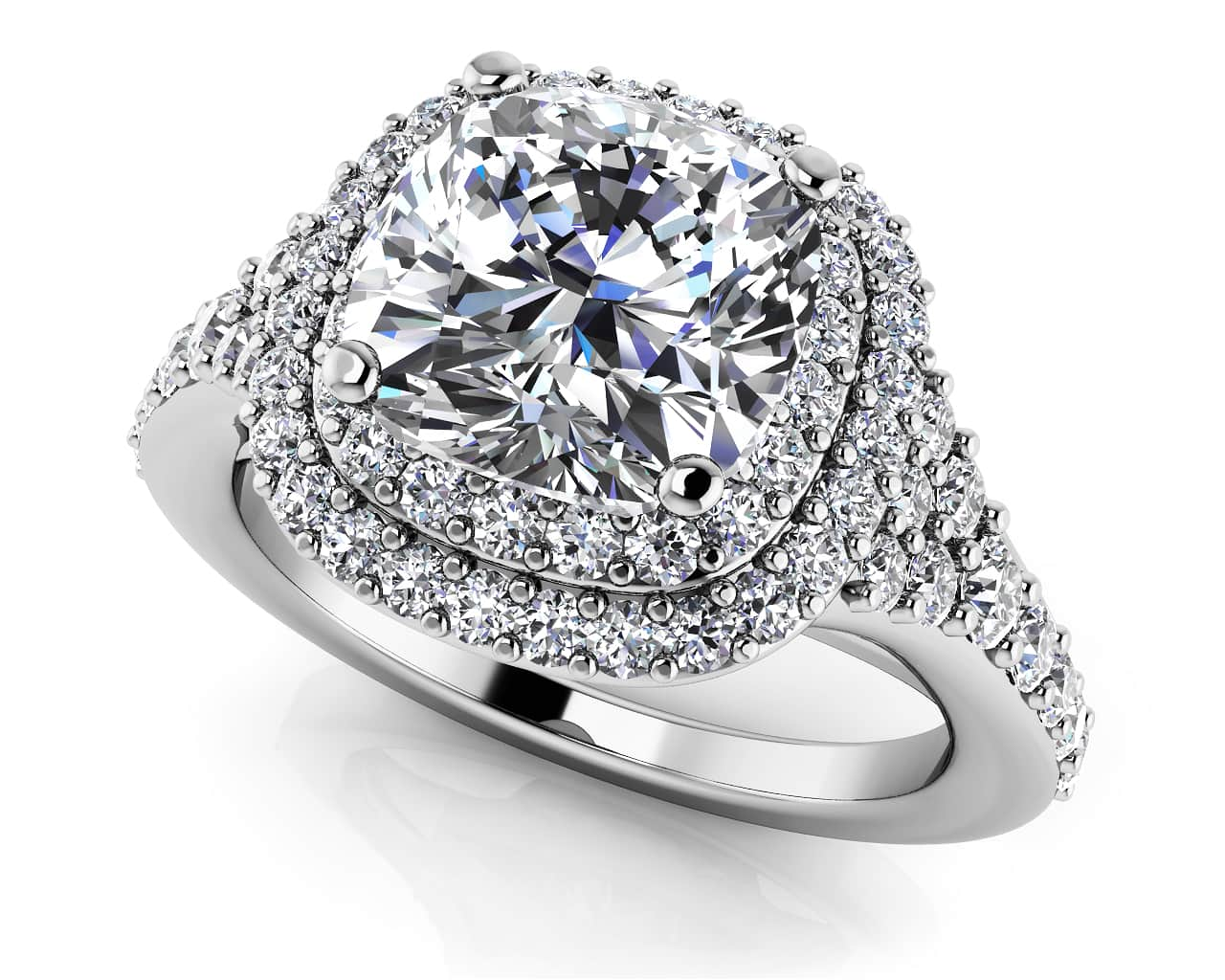 Andrea Love Cushion Cut Engagement Ring Lab-Grown Diamond  with 2.62 ct. (2.00 ct. center diamond)