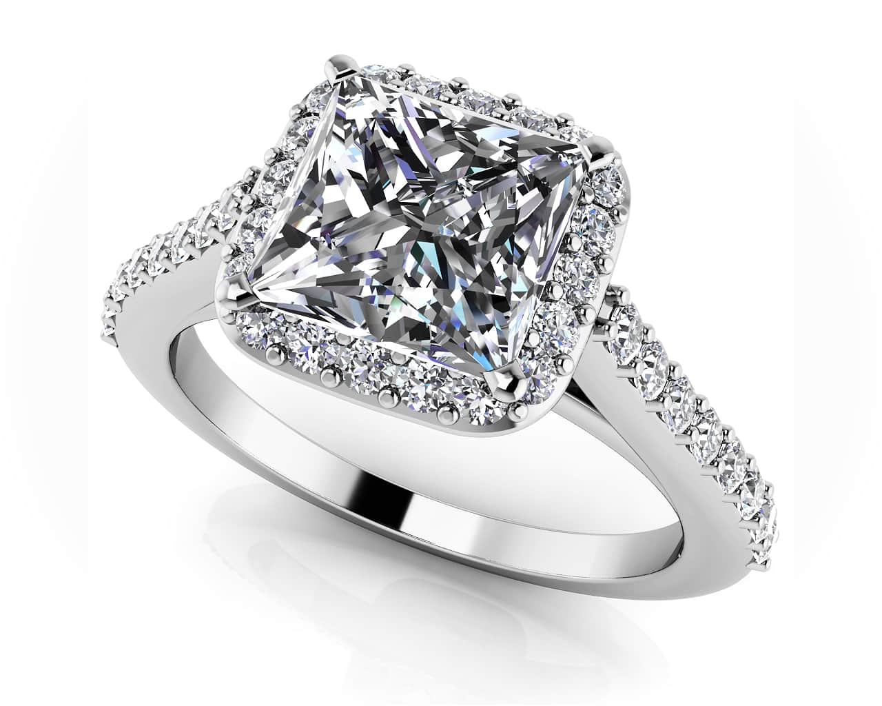 Sweet Romance Square Frame Engagement Ring Lab-Grown Diamond  with 1.71 ct. (1.25 ct. center diamond)