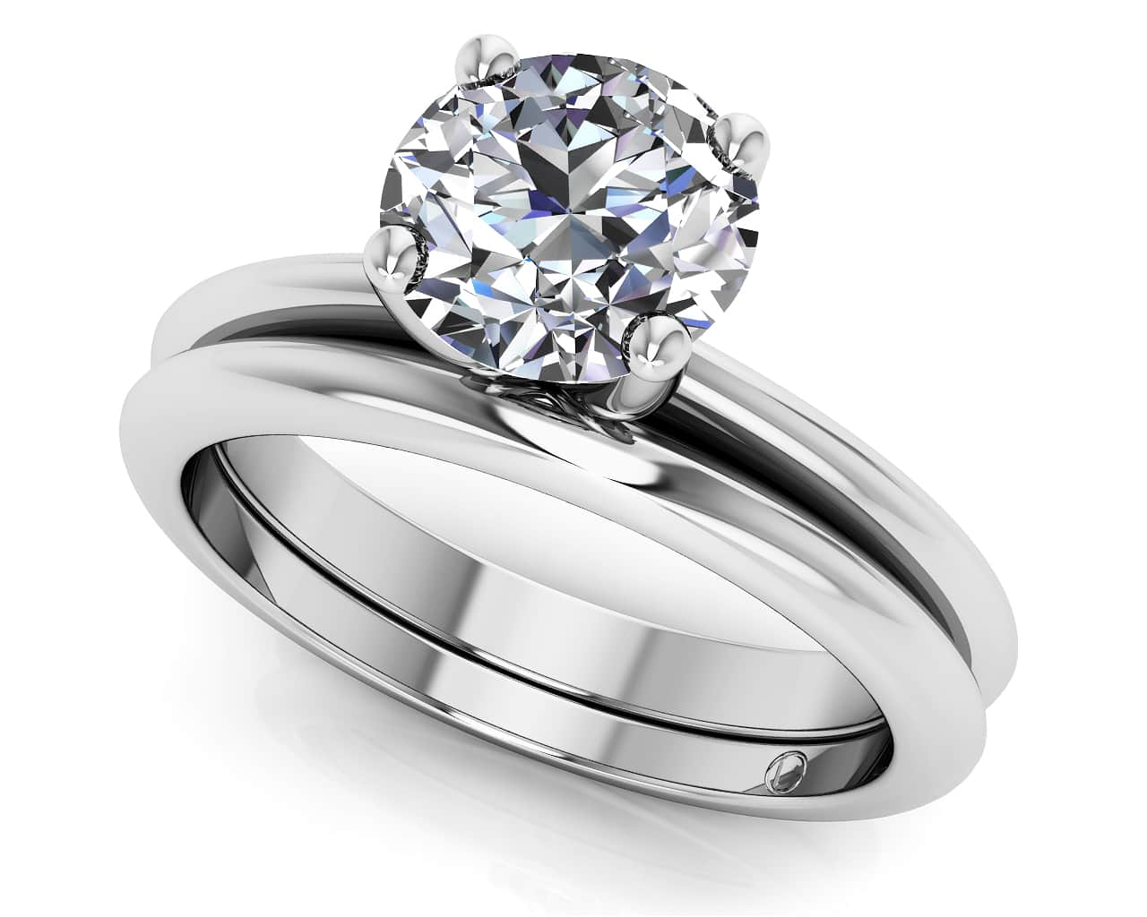 Four Prong Timeless Solitaire Diamond Bridal Set Lab-Grown Diamond  with 0.75 ct.(finished) 5.7mm