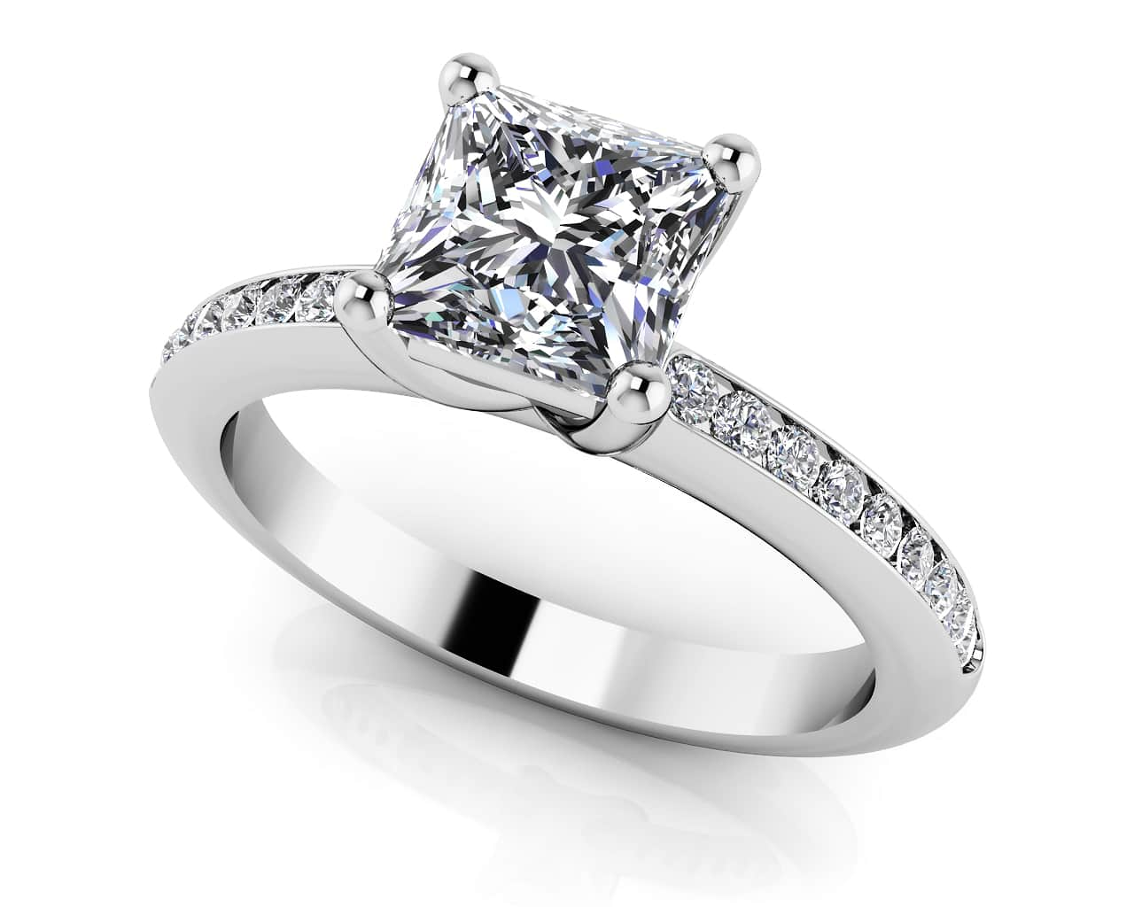 Blissful Princess Stone Shape Engagement Ring Lab-Grown Diamond  with 2.21 ct. (2.00 ct. center diamond)