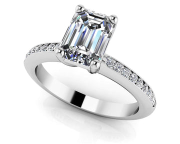 Exquisite Emerald Cut Engagement Ring Lab-Grown Diamond  with 1.71 ct. (1.50 ct. center diamond)