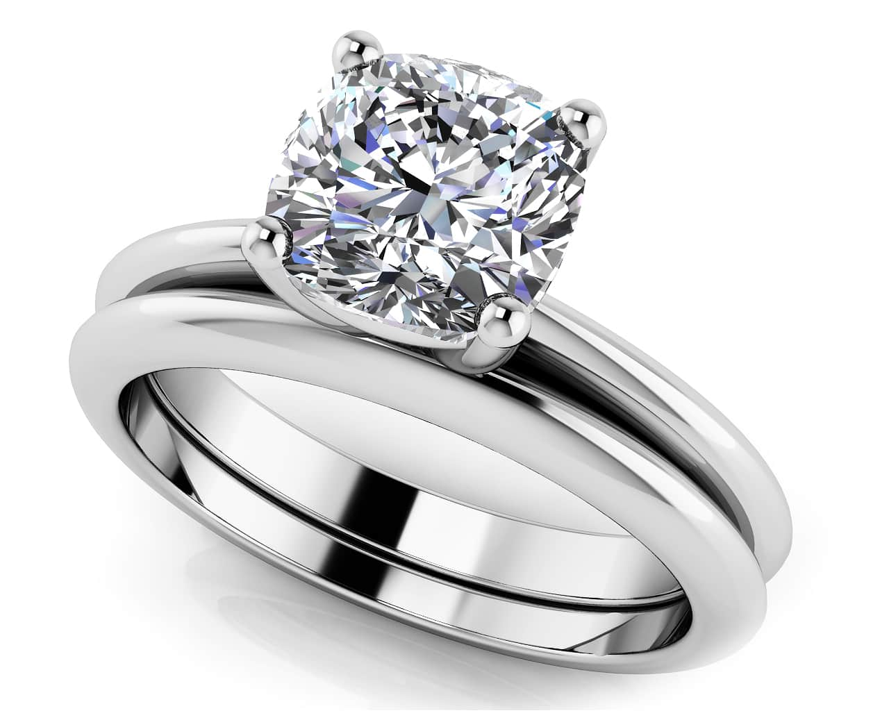 Captivating Cushion Solitaire Bridal Set Lab-Grown Diamond  with 1.25 ct.(finished) 6mm