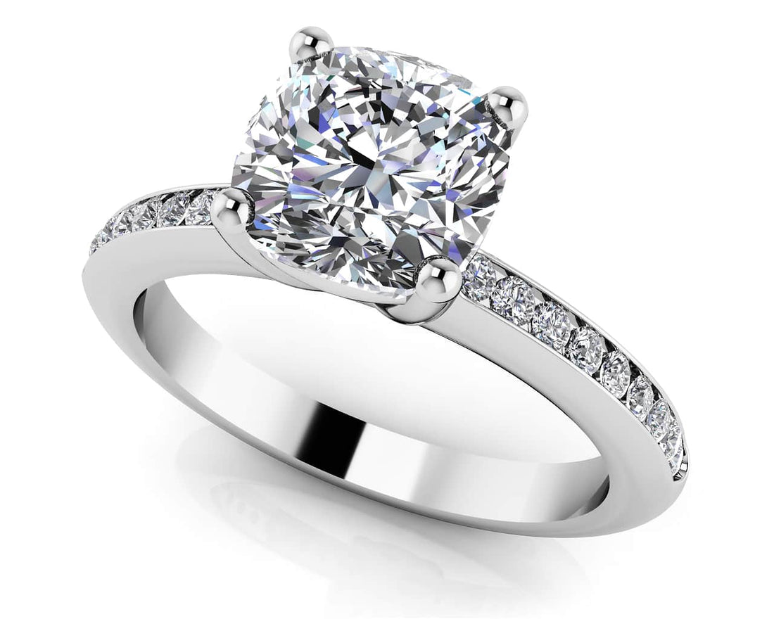 Lovely Cushion Cut Engagement Ring Lab-Grown Diamond  with 1.71 ct. (1.50 ct. center diamond)