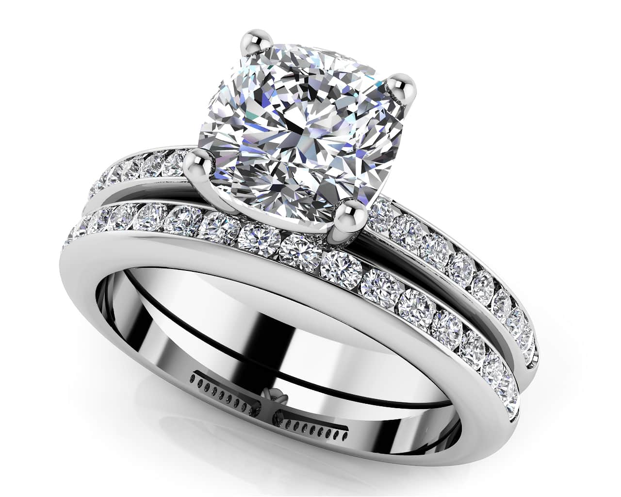 Lovely Cushion Cut Bridal Set Lab-Grown Diamond  with 0.94 ct. (0.50 ct. center diamond)