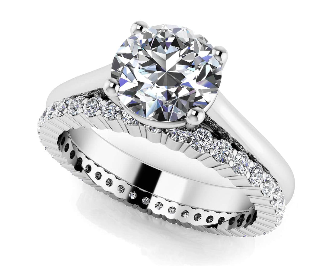 Round Diamond Cathedral Solitaire Eternity Set Lab-Grown Diamond  with 1.77 ct. (1.25 ct. center diamond)