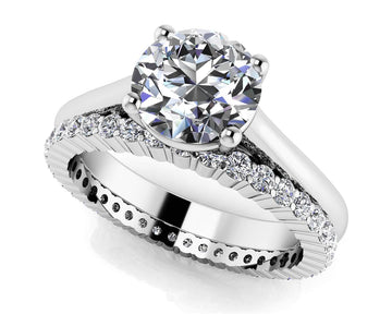 Round Diamond Cathedral Solitaire Eternity Set Lab-Grown Diamond  with 2.02 ct. (1.50 ct. center diamond)