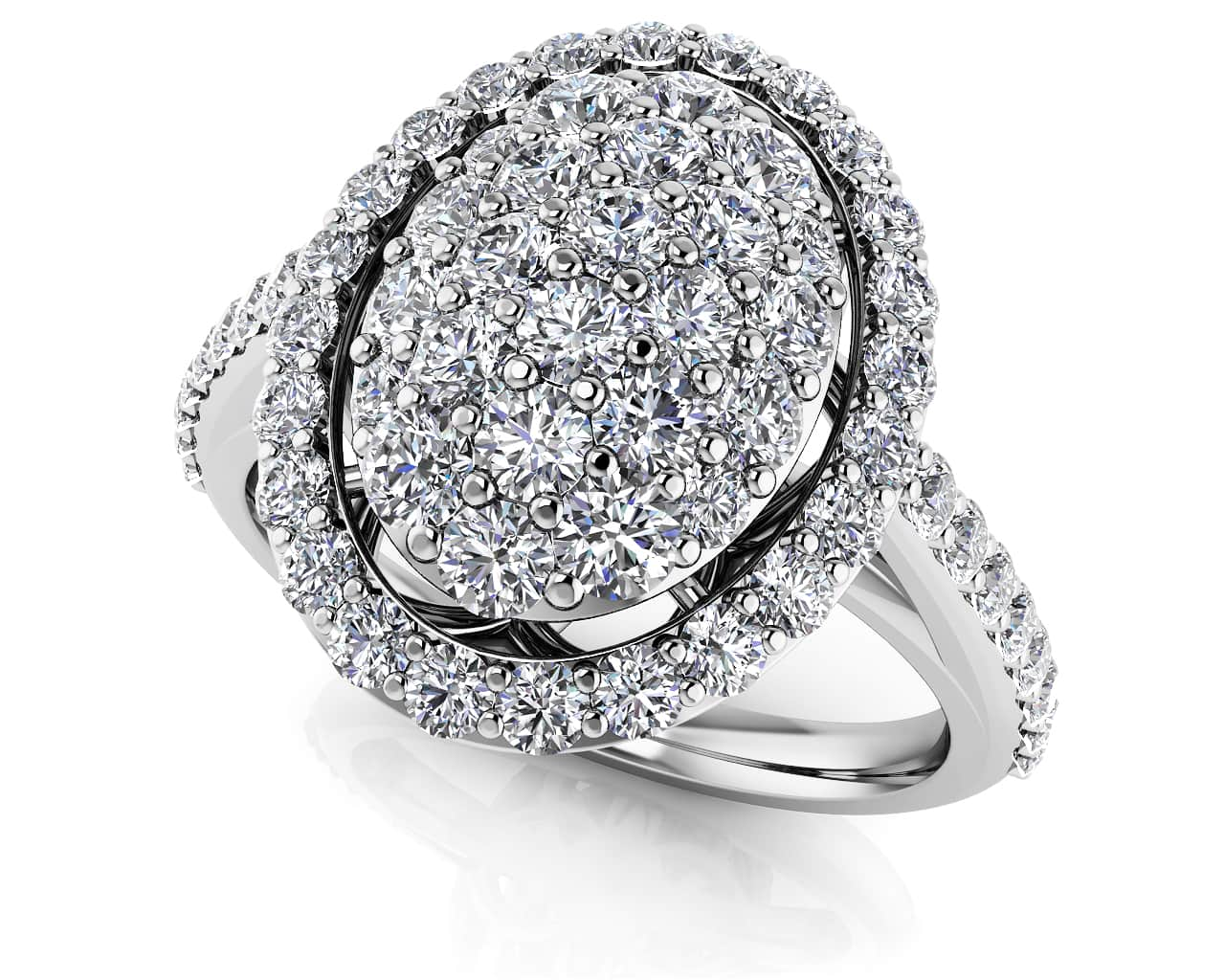 Oval Illusion Diamond Accented Ring Lab-Grown Diamond  with 1.14 ct.(finished)