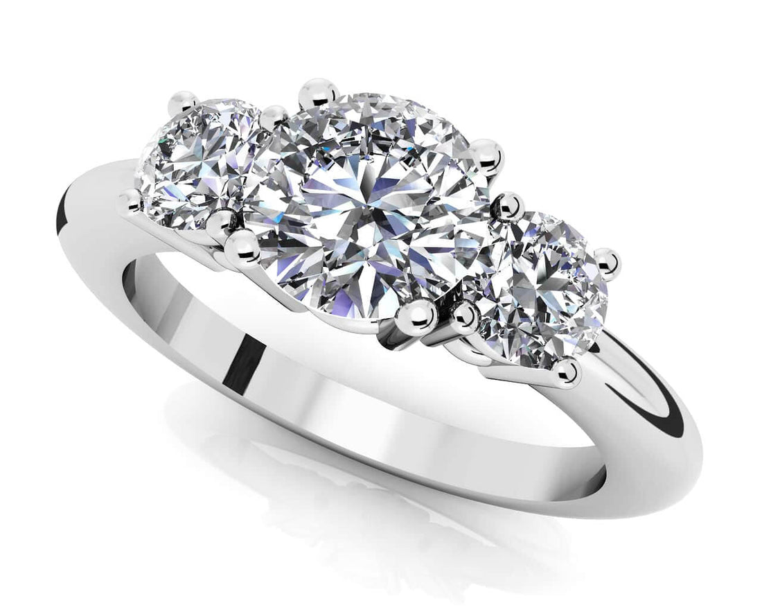 Brilliant Cut Round Diamond 3 Stone Ring Diamond  with 1.17 ct. (0.75 ct. center diamond)