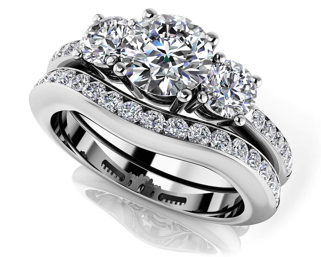 Romantic Dreams Three Stone Bridal Set Lab-Grown Diamond  with 1.18 ct. (0.50 ct. center diamond)