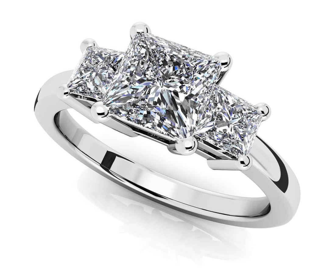 Princess Cut Diamond Three Stone Ring Diamond  with 1.23 ct. (0.75 ct. center diamond)