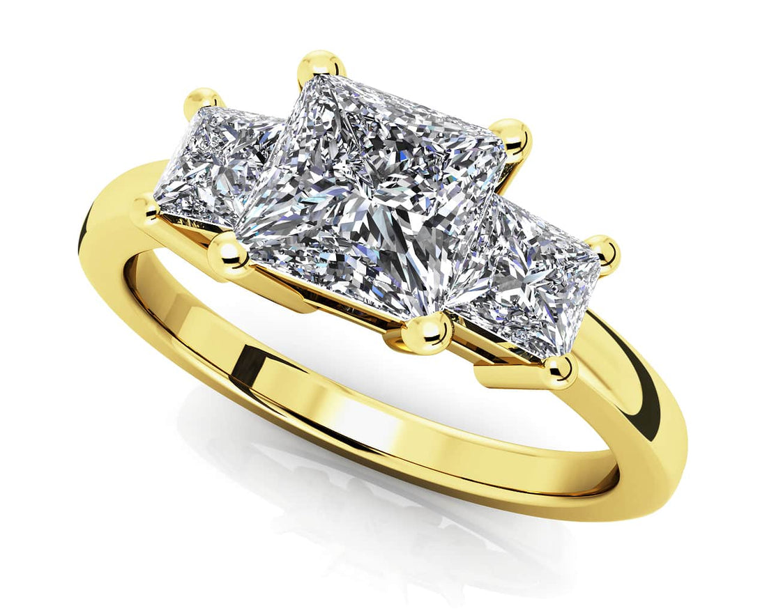 Princess Cut Diamond Three Stone Ring Lab-Grown Diamond  with 3.00 ct. (2.00 ct. center diamond)