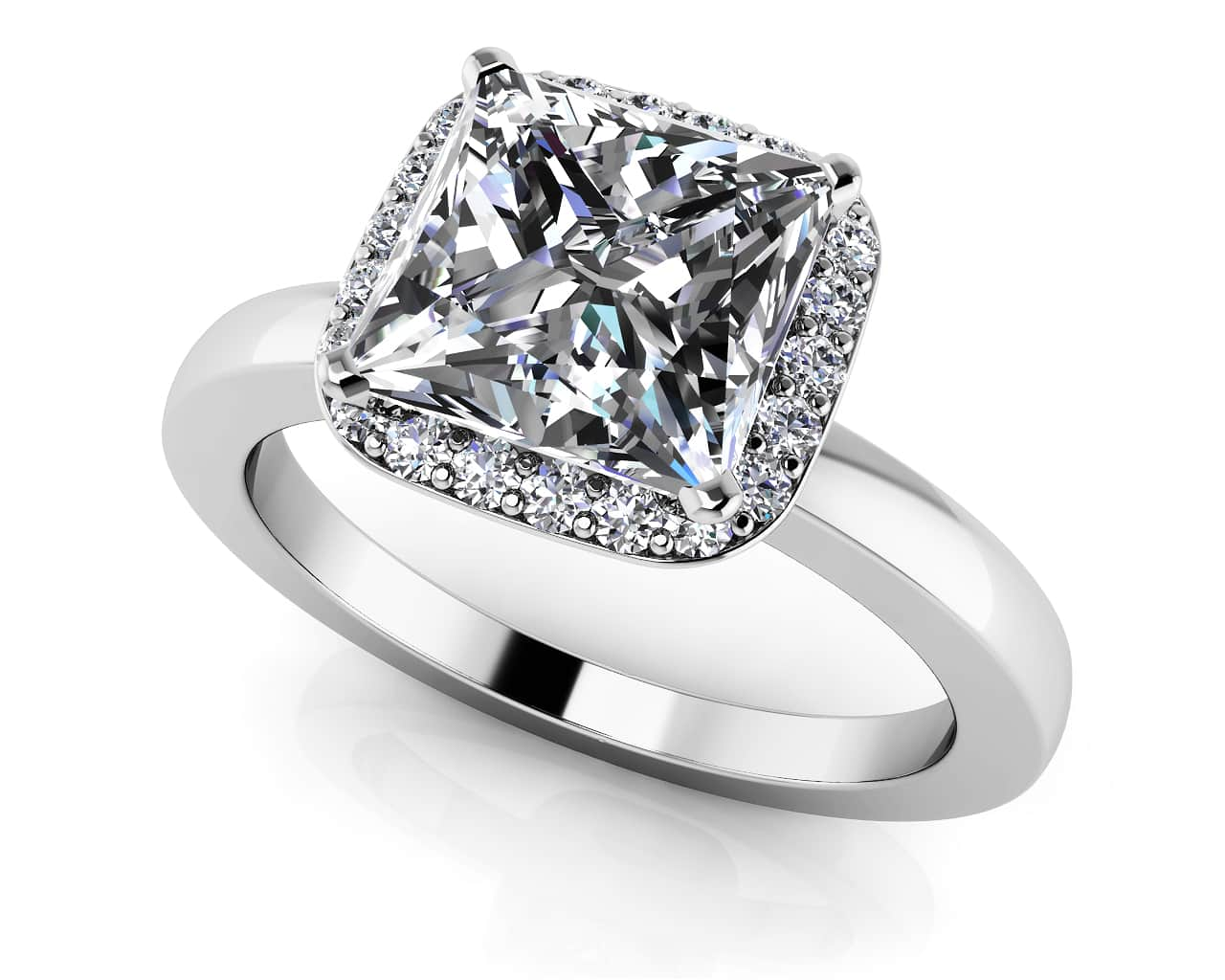 Square Stone Diamond Frame Engagement Ring Lab-Grown Diamond  with 1.66 ct. (1.50 ct. center diamond)