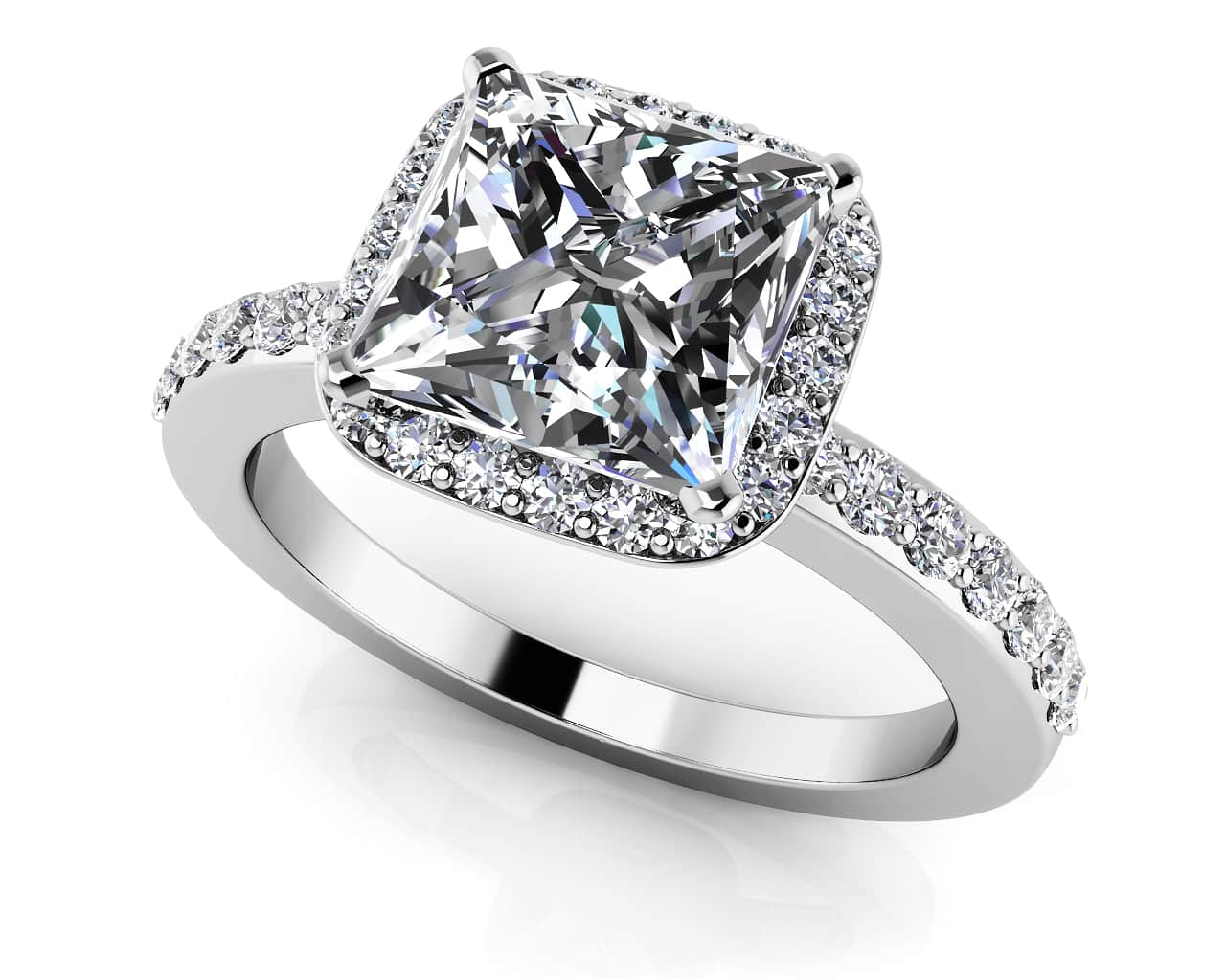 Forever Love Princess Cut Halo Engagement Ring Lab-Grown Diamond  with 1.61 ct. (1.25 ct. center diamond)