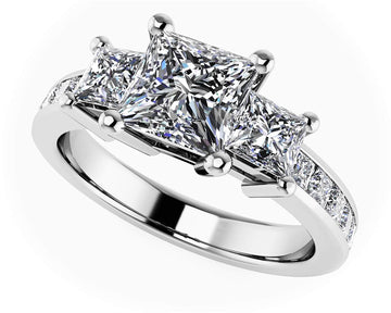 Three Stone Princess Cut Diamonds Engagement Ring Lab-Grown Diamond  with 1.61 ct. (0.75 ct. center diamond)