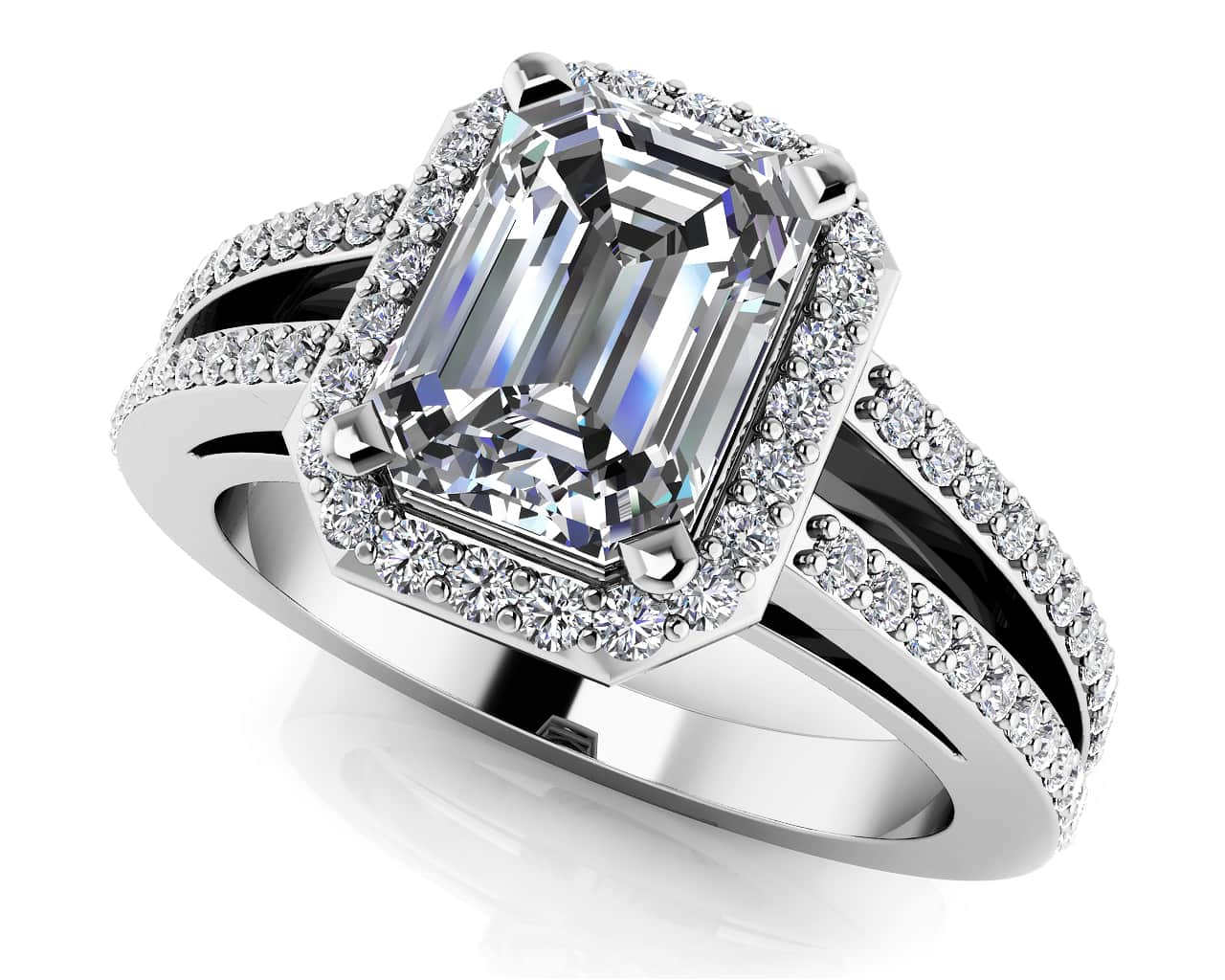 Split Shank Emerald Cut Diamond Ring Lab-Grown Diamond  with 1.38 ct. (1.00 ct. center diamond)