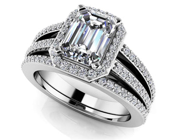 Split Shank Emerald Cut Wedding Set Lab-Grown Diamond  with 2.06 ct. (1.50 ct. center diamond)