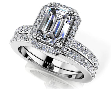 Elegant Grace Emerald Cut Bridal Set Lab-Grown Diamond  with 1.28 ct. (0.70 ct. center diamond)